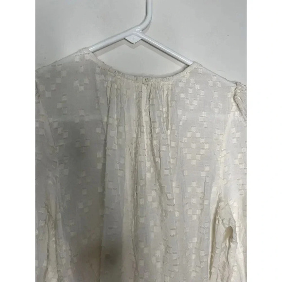 Apiece Apart Dress Womens 4 Sofie Cream Textured Midi Peasant Boho Lightweight - Picture 11 of 14